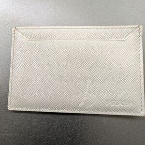 Prada Men's Leather Card Case Gray Used With A Partial Scratch